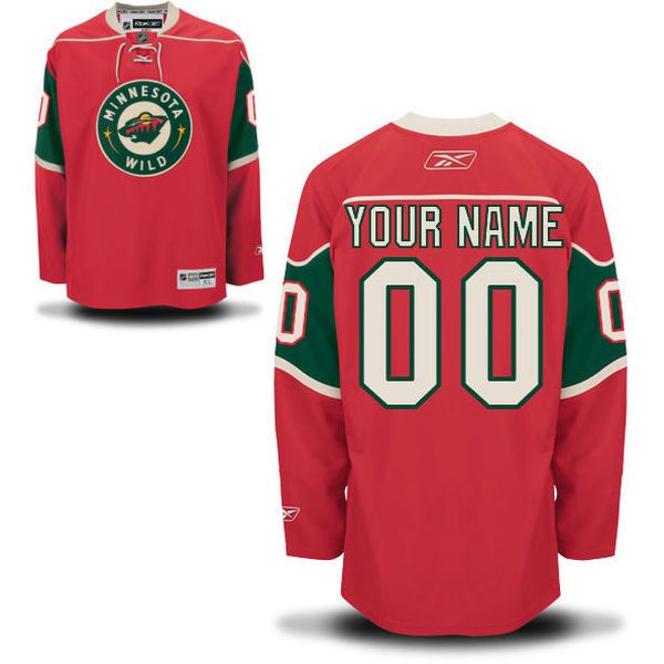 Reebok Minnesota Wild Men Premier Home Custom NHL Jersey - Red->youth nhl jersey->Youth Jersey